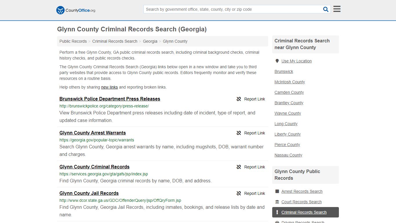 Criminal Records Search - Glynn County, GA (Arrests, Jails ...